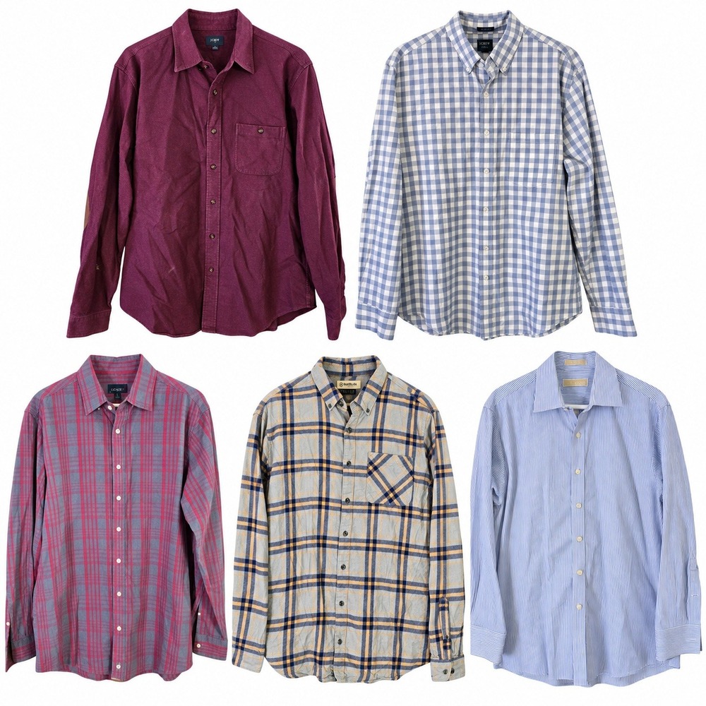 Mixed Brands Lot of 5 Men's L Button-Down Shirts J.Crew Johnnie-O Long Sleeve